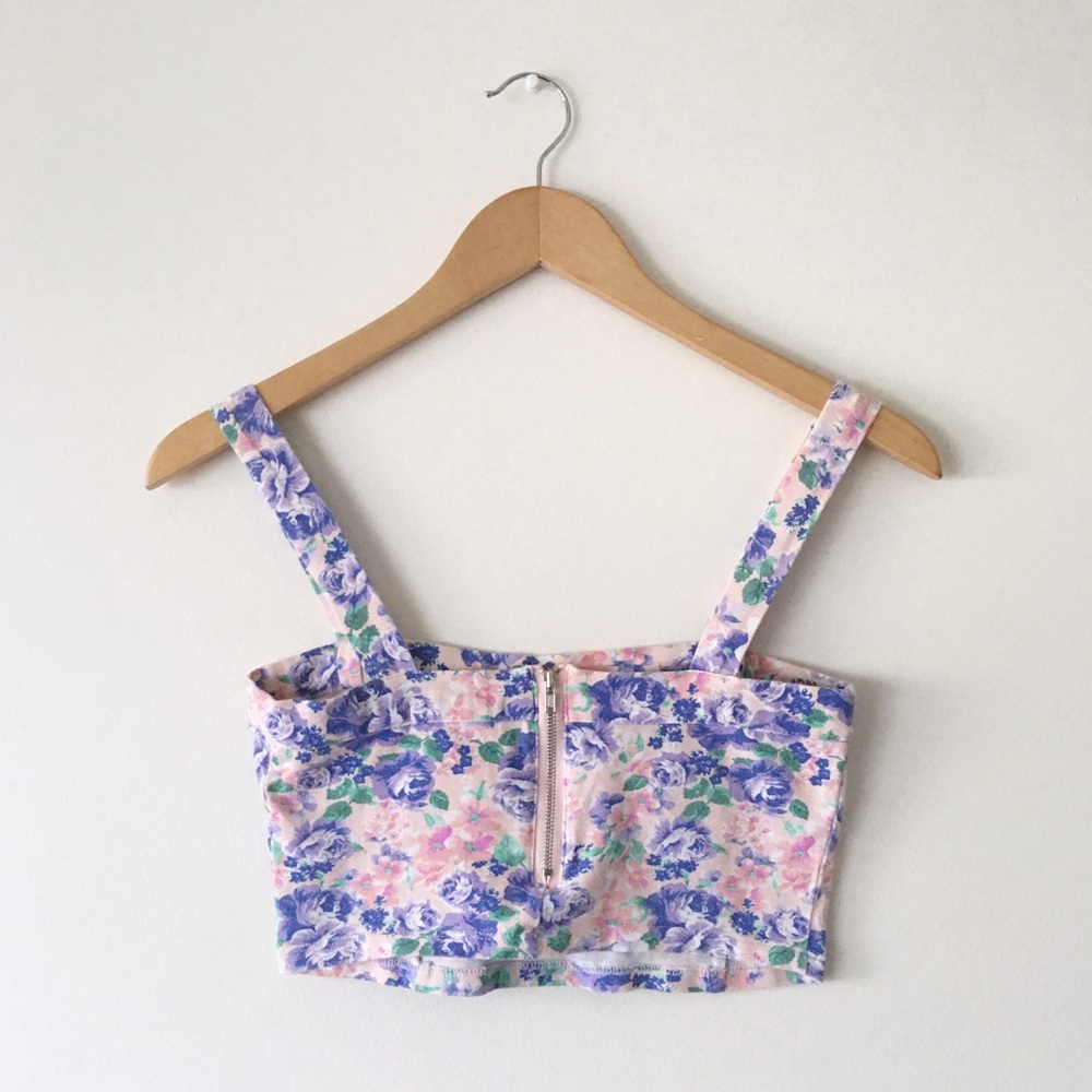 Forever 21 Floral Crop Tank Pink